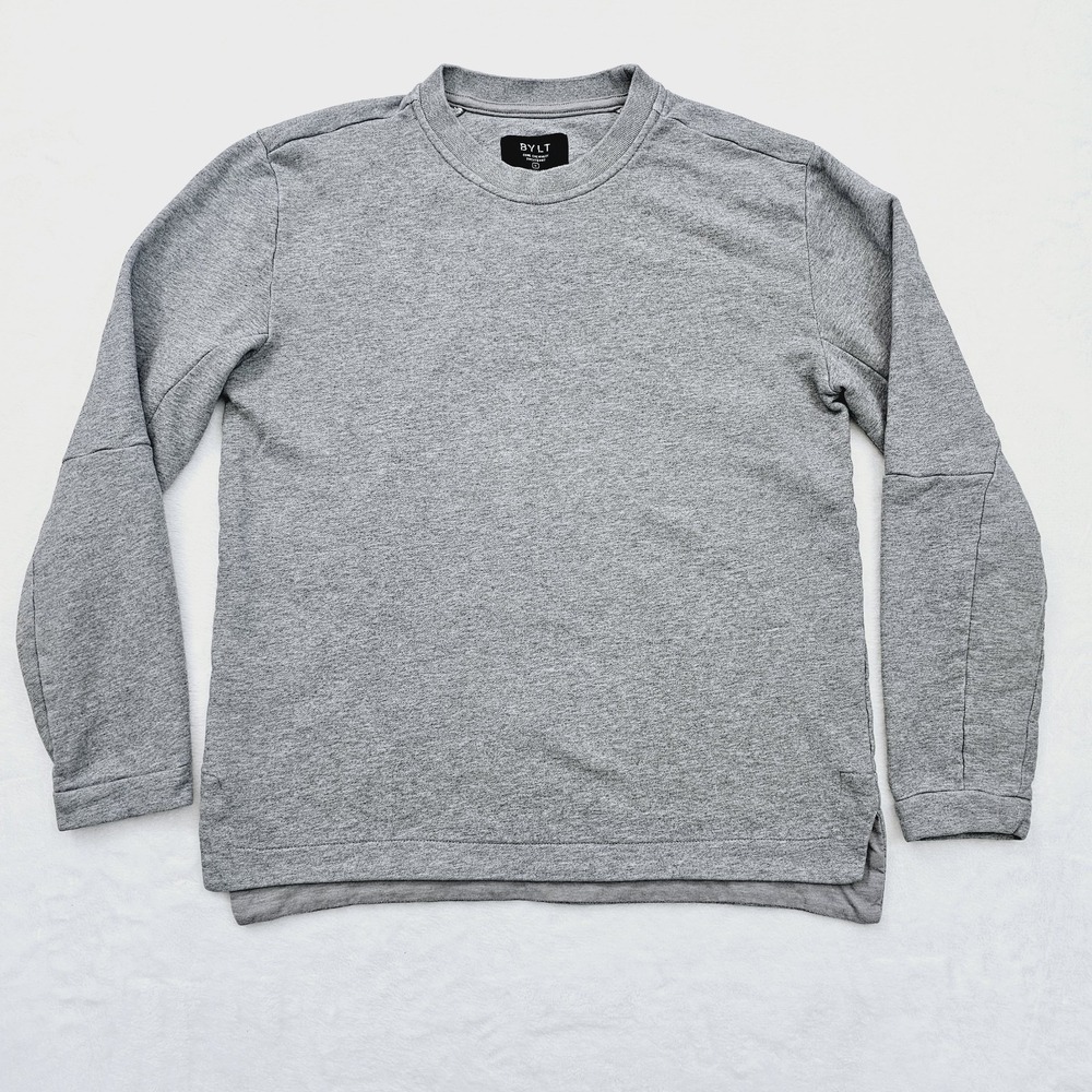 BYLT Sweatshirt Mens Medium Gray Core Crewneck Long Sleeve Pullover Sweater - Picture 2 of 9